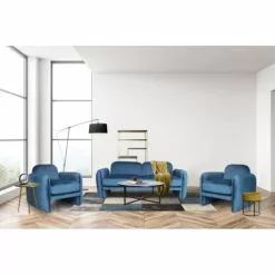 Artecosy Fauteuils Fauteuil Velours Bleu -Chaise Soldes Magasin fauteuil velours bleu 2