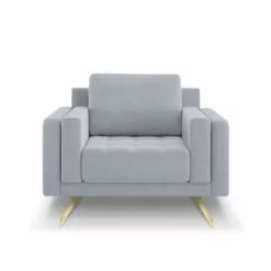 Micadoni Home Fauteuils Fauteuil Velours Bleu Clair 1 Place -Chaise Soldes Magasin fauteuil velours bleu clair 1 place 4