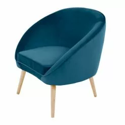Zago Fauteuils Fauteuil Velours Bleu Foncé -Chaise Soldes Magasin fauteuil velours bleu fonce 2