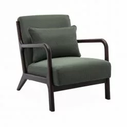 Alice's Garden Fauteuils Fauteuil Velours Côtelé Vert Pieds Bois D'hévéa