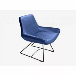 Artecosy Fauteuils Fauteuil Velours Et Métal Noir Bleu -Chaise Soldes Magasin fauteuil velours et metal noir bleu 2