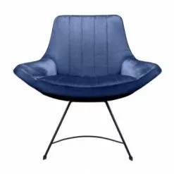 Artecosy Fauteuils Fauteuil Velours Et Métal Noir Bleu