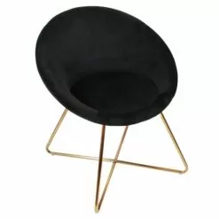 Altobuy Fauteuils Fauteuil Velours Noir Et Piétement Doré