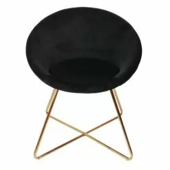 Altobuy Fauteuils Fauteuil Velours Noir Et Piétement Doré -Chaise Soldes Magasin fauteuil velours noir et pietement dore 3