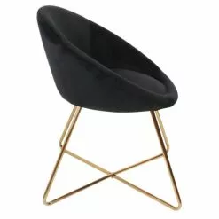 Altobuy Fauteuils Fauteuil Velours Noir Et Piétement Doré -Chaise Soldes Magasin fauteuil velours noir et pietement dore 4
