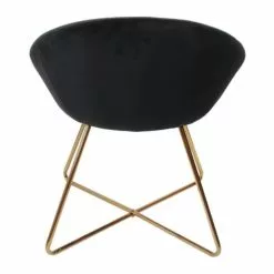 Altobuy Fauteuils Fauteuil Velours Noir Et Piétement Doré -Chaise Soldes Magasin fauteuil velours noir et pietement dore 5