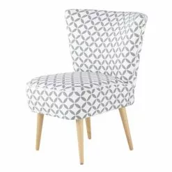 Maisons Du Monde Fauteuils Fauteuil Vintage En Coton à Motifs Gris Et Blancs