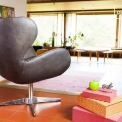 PIB Fauteuils Fauteuil Vintage En Cuir Marron -Chaise Soldes Magasin fauteuil vintage en cuir marron 5