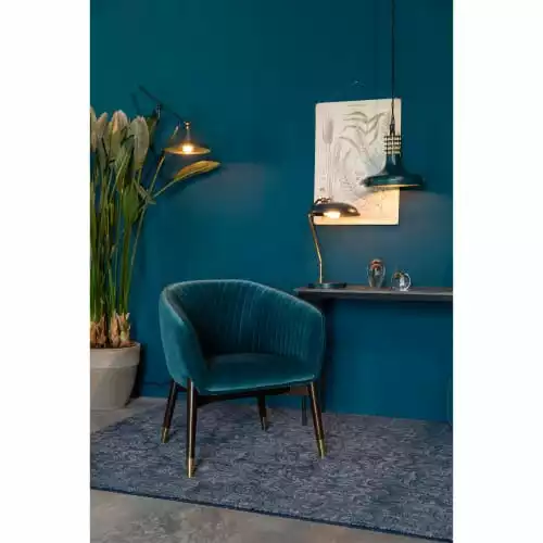 Dutchbone Fauteuils Fauteuil Vintage En Velours Bleu Canard 2 Dutchbone Fauteuils Fauteuil Vintage En Velours Bleu Canard – Image 2