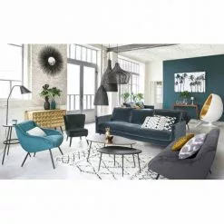 Maisons Du Monde Fauteuils Fauteuil Vintage En Velours Bleu Et Métal -Chaise Soldes Magasin fauteuil vintage en velours bleu et metal 1000 2 20 155943 9