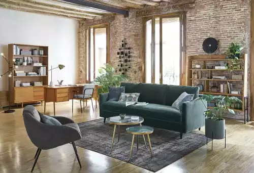 Maisons Du Monde Fauteuils Fauteuil Vintage En Velours Gris Et Métal 4 Maisons Du Monde Fauteuils Fauteuil Vintage En Velours Gris Et Métal – Image 4