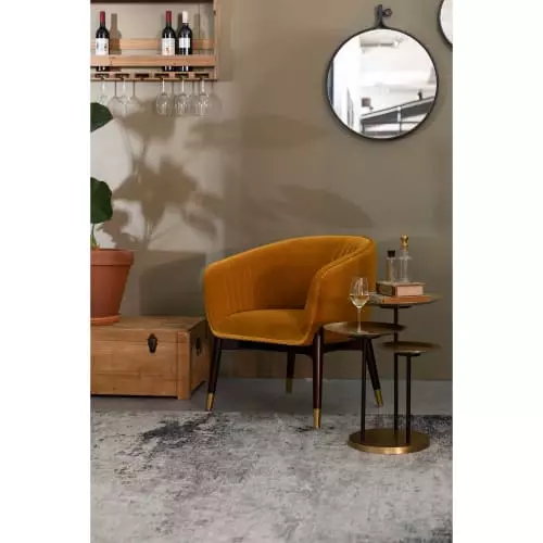 Dutchbone Fauteuils Fauteuil Vintage En Velours Ocre 2 Dutchbone Fauteuils Fauteuil Vintage En Velours Ocre – Image 2