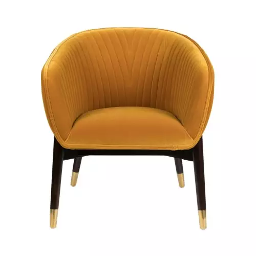 Dutchbone Fauteuils Fauteuil Vintage En Velours Ocre 3 Dutchbone Fauteuils Fauteuil Vintage En Velours Ocre – Image 3