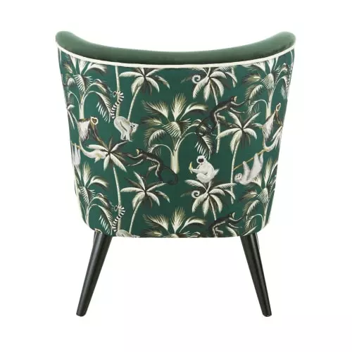 Maisons Du Monde Fauteuils Fauteuil Vintage En Velours Vert Imprimé Blanc 3 Maisons Du Monde Fauteuils Fauteuil Vintage En Velours Vert Imprimé Blanc – Image 3