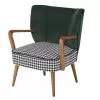 Maisons Du Monde Fauteuils Fauteuil Vintage En Velours Vert Motifs Pied De Poule