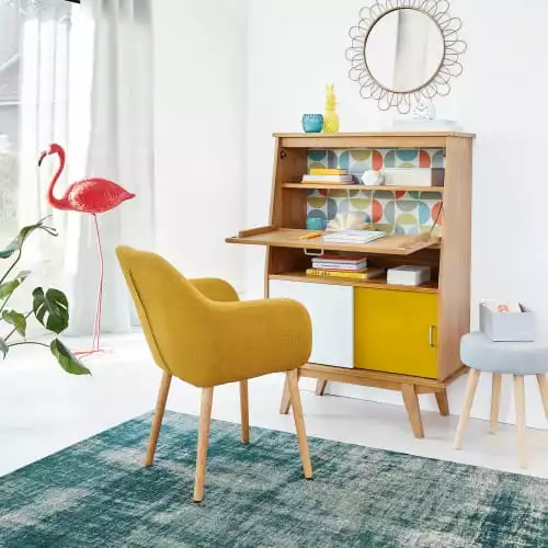 Maisons Du Monde Assises Fauteuil Vintage Jaune Olive 2 Maisons Du Monde Assises Fauteuil Vintage Jaune Olive – Image 2