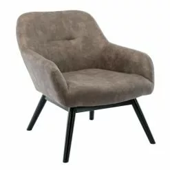 Moloo Fauteuils Fauteuil Vintage Marron Clair Pieds Bois Noir -Chaise Soldes Magasin fauteuil vintage marron clair pieds bois noir 5