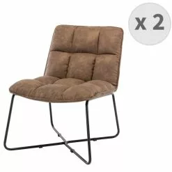 Moloo Fauteuils Fauteuil Vintage Marron Pieds Métal Noir(x2)