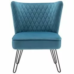 Moloo Fauteuils Fauteuil Vintage Velours Bleu Canard Pieds Métal Noir(x2) -Chaise Soldes Magasin fauteuil vintage velours bleu canard pieds metal noir x2 4