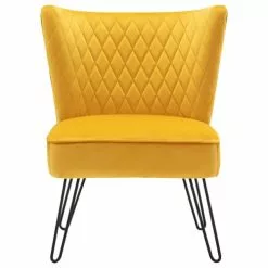 Moloo Fauteuils Fauteuil Vintage Velours Curry Pieds Métal Noir -Chaise Soldes Magasin fauteuil vintage velours curry pieds metal noir 4