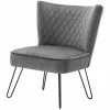 Moloo Fauteuils Fauteuil Vintage Velours Gris Pieds Métal Noir