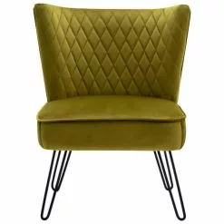 Moloo Fauteuils Fauteuil Vintage Velours Kaki Pieds Métal Noir -Chaise Soldes Magasin fauteuil vintage velours kaki pieds metal noir 4