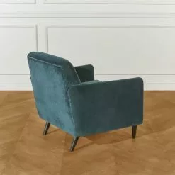Robin Des Bois Fauteuils Grand Fauteuil En Velours Bleu Paon -Chaise Soldes Magasin grand fauteuil en velours bleu paon 4