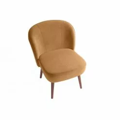 Potiron Paris Fauteuils Petit Fauteuil De Salon En Velours Camel -Chaise Soldes Magasin petit fauteuil de salon en velours camel 3