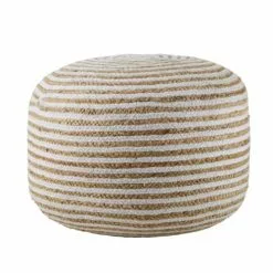 Maisons Du Monde Poufs Pouf Ă Billes En Jute Et Coton Ă Spirales Blanches