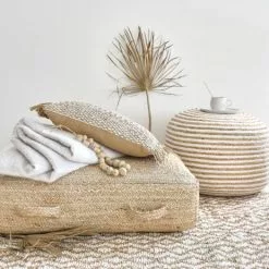 Maisons Du Monde Poufs Pouf à Billes En Jute Et Coton à Spirales Blanches -Chaise Soldes Magasin pouf a billes en jute et coton a spirales blanches 1000 7 0 210535 3