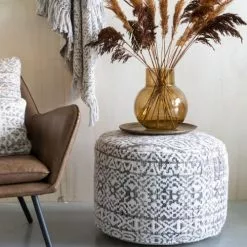 Drawer Poufs Pouf à Motifs D60cm Marron / Blanc -Chaise Soldes Magasin pouf a motifs d60cm marron blanc 4