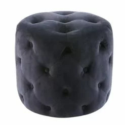 Maisons Du Monde Poufs Pouf Capitonné En Velours Noir