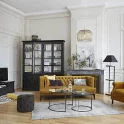 Maisons Du Monde Poufs Pouf Capitonné En Velours Noir -Chaise Soldes Magasin pouf capitonne en velours noir 1000 10 4 176878 4