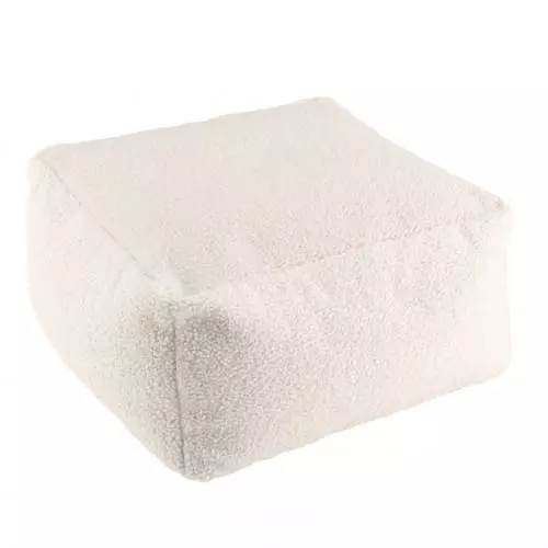 MACABANE Poufs Pouf Carré 53x53cm Tissu Bouclette Blanc 1 MACABANE Poufs Pouf Carré 53x53cm Tissu Bouclette Blanc