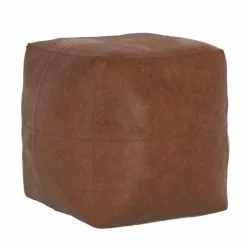Rendez Vous Déco Poufs Pouf Carré En Cuir Camel -Chaise Soldes Magasin pouf carre en cuir camel 5