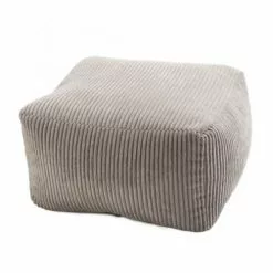 MACABANE Poufs Pouf Carré En Tissu Velours Cotelé Gris Perle