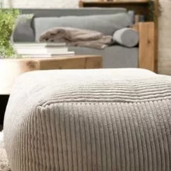 MACABANE Poufs Pouf Carré En Tissu Velours Cotelé Gris Perle -Chaise Soldes Magasin pouf carre en tissu velours cotele gris perle 3