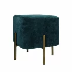 Pomax Poufs Pouf Carré En Velours Bleu Pétrole -Chaise Soldes Magasin pouf carre en velours bleu petrole 2