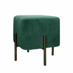 Pomax Poufs Pouf Carré En Velours Vert -Chaise Soldes Magasin pouf carre en velours vert 4
