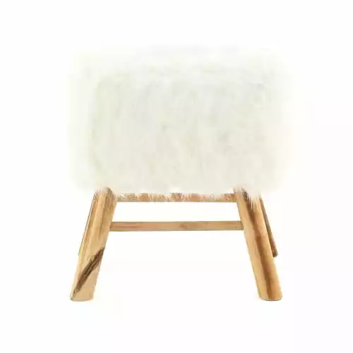 Grenier Alpin Poufs Pouf Carré Fourrure Synthétique Blanche Et Pin 1 Grenier Alpin Poufs Pouf Carré Fourrure Synthétique Blanche Et Pin