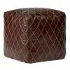 WOMO-DESIGN Poufs Pouf Carré, Marron, 40x40x40 Cm, En Cuir