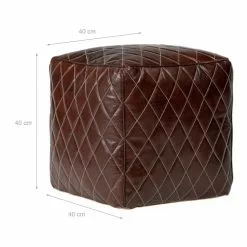 WOMO-DESIGN Poufs Pouf Carré, Marron, 40x40x40 Cm, En Cuir -Chaise Soldes Magasin pouf carre marron 40x40x40 cm en cuir 2