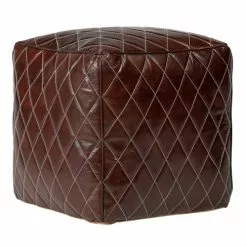 WOMO-DESIGN Poufs Pouf Carré, Marron, 40x40x40 Cm, En Cuir
