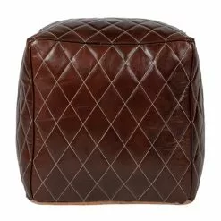 WOMO-DESIGN Poufs Pouf Carré, Marron, 40x40x40 Cm, En Cuir -Chaise Soldes Magasin pouf carre marron 40x40x40 cm en cuir 4