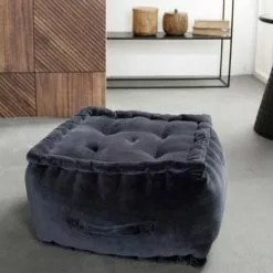 Today Poufs Pouf Carré Uni En Coton Bleu 40x40 Cm