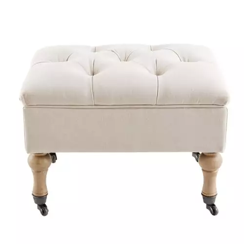 Maisons Du Monde Assises Pouf Coffre Capitonné à Roulettes En Lin écru 1 Maisons Du Monde Assises Pouf Coffre Capitonné à Roulettes En Lin écru