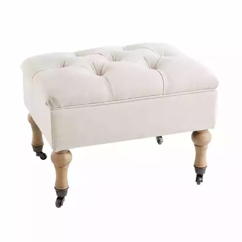 Maisons Du Monde Assises Pouf Coffre Capitonné à Roulettes En Lin écru 2 Maisons Du Monde Assises Pouf Coffre Capitonné à Roulettes En Lin écru – Image 2