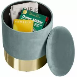 Tectake Poufs Pouf Coffre De Rangement Aspect Velours SARINA Effet Turquoise 11 Tectake Poufs Pouf Coffre De Rangement Aspect Velours SARINA Effet Turquoise -Chaise Soldes Magasin pouf coffre de rangement aspect velours sarina effet turquoise 5