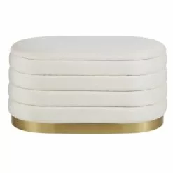 Maisons Du Monde Poufs Pouf Coffre De Rangement Blanc Et Doré