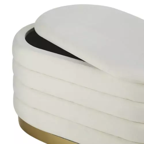 Maisons Du Monde Poufs Pouf Coffre De Rangement Blanc Et Doré 3 Maisons Du Monde Poufs Pouf Coffre De Rangement Blanc Et Doré – Image 3